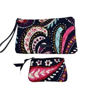 Vera Bradley Wristlet & Coin Purse Set – Colorful Floral Pattern Quilted Bag